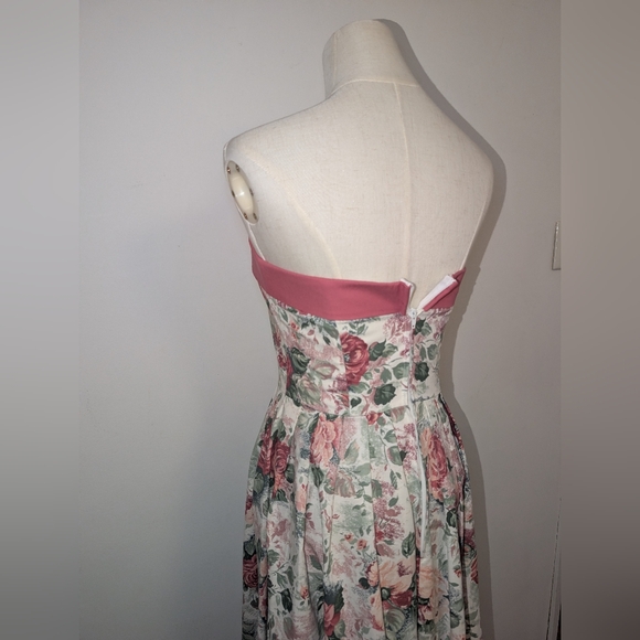 Vintage Laura Ashley Strapless Floral Midi Dress - Picture 5 of 10